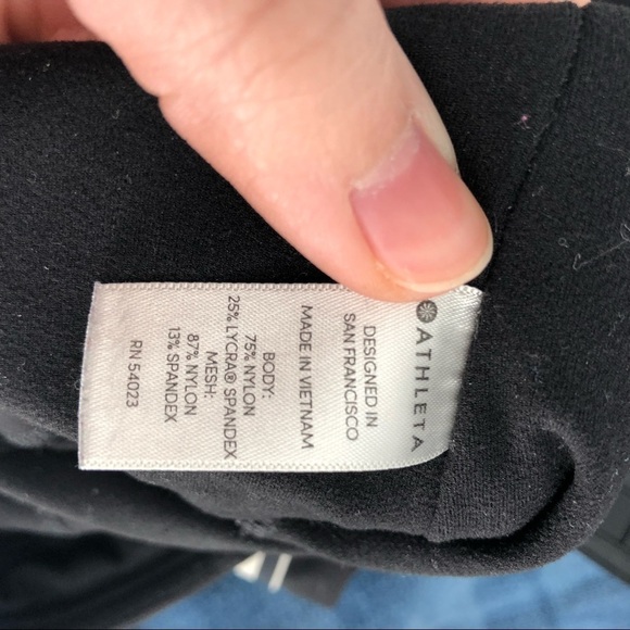 ATHLETA Side Stripe Salutation 7/8 Tights Black Legging Mesh Accent XXS 210047 - Picture 6 of 8